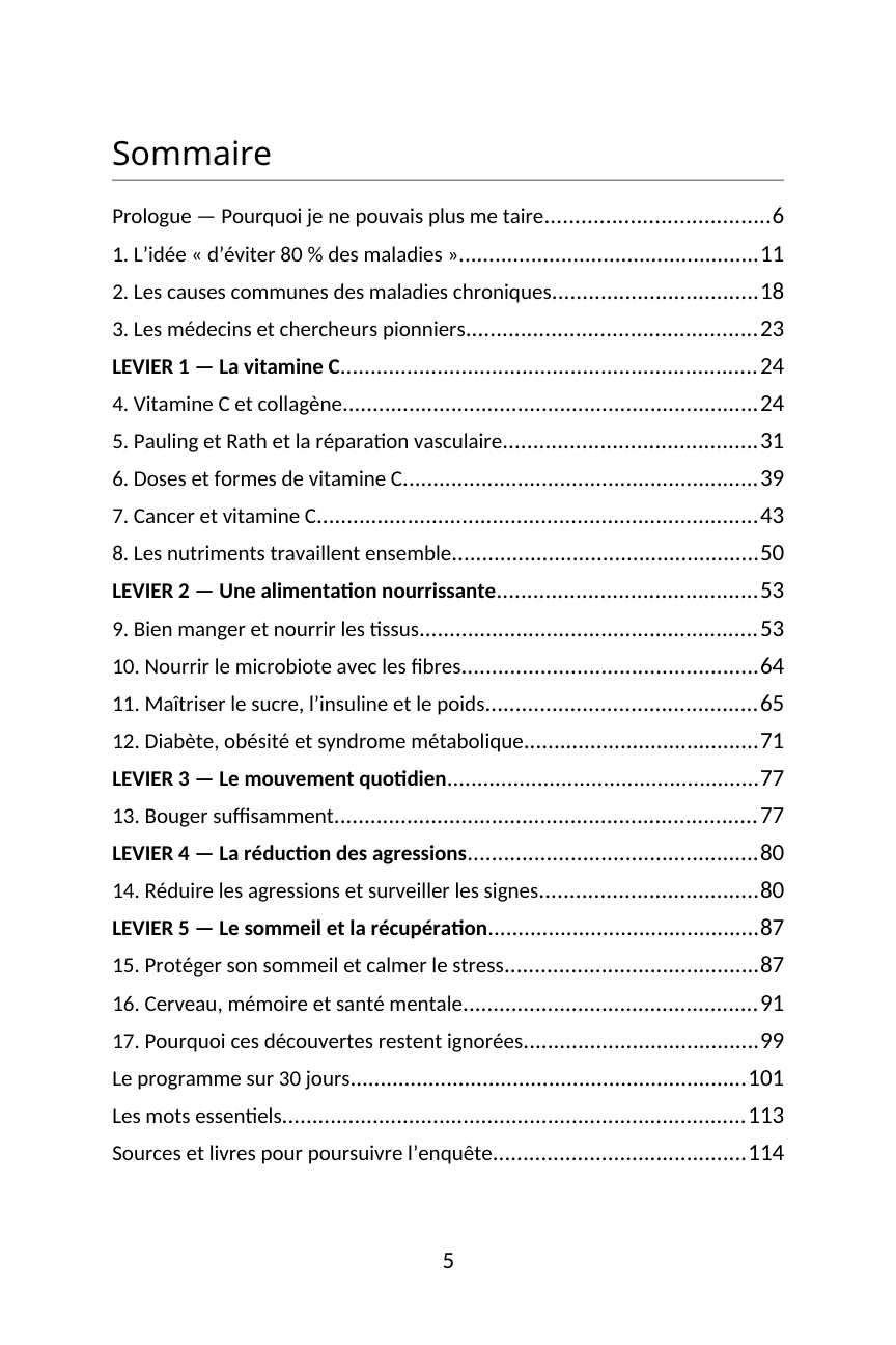 Sommaire du manuscrit Adieu aux maladies chroniques